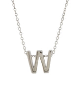 Charm Initial Letter W  925 Sterling Silver Necklace with Chain